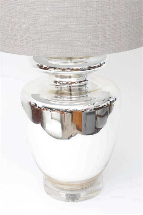 Pair Mid Century Modern Monumental Classic Elegant Mercury Glass Lamps