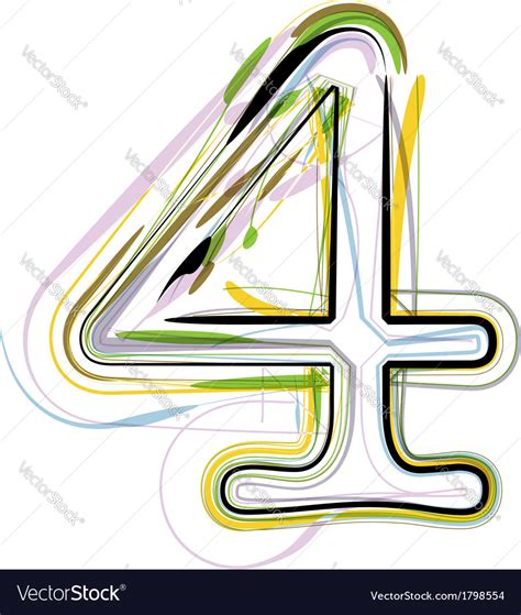 Organic Font Number 4 Royalty Free Vector Image