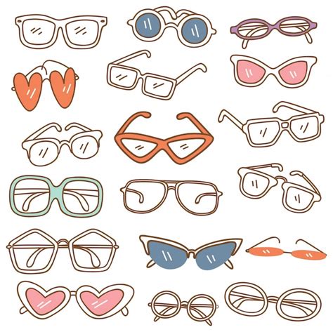 premium vector set of glasses doodle isolated