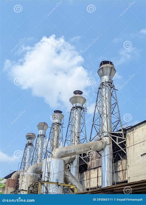 Four Smokeless Factory Chimneys Stock Image Image Of Chimneys