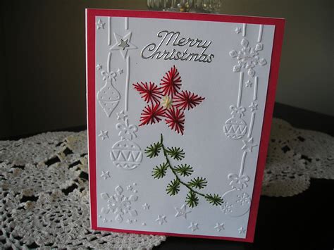 Christmas Stitched Card Embroidery Cards Hand Made Greeting Cards