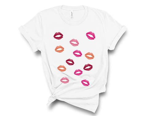 Lips Print T Shirt For Women Lipstick Kisses Shirt Allover Etsy T Shirts For Women Kiss