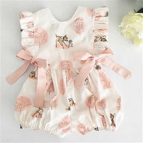 0 24m roupas de verão bebê menina veados flor algodão macio macacão meninas moda roupas infantis