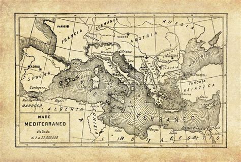 Ancient Map Of Mediterranean Sea Stock Illustration Illustration Of