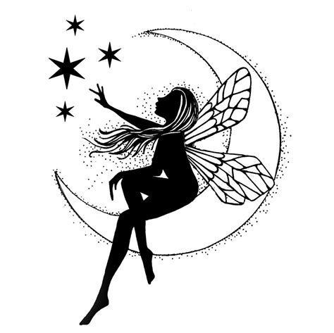 Moon Fairy Digital Fairy Silhouette Moon Fairy Fairy Tattoo Designs