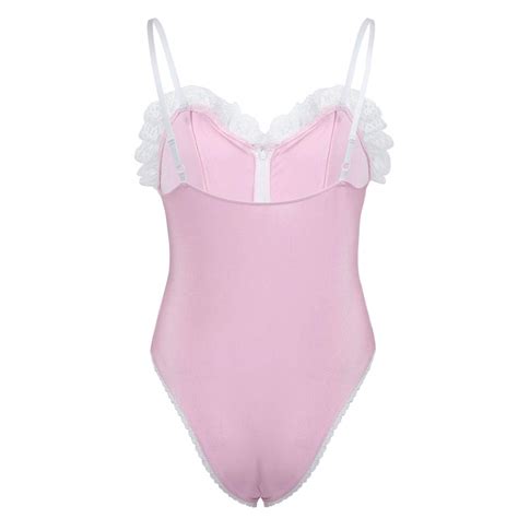 Buy Renvena Mens Lace Sissy Maid Role Playing Lingerie Thongs Leotard Bodysuit Crossdress Teddy