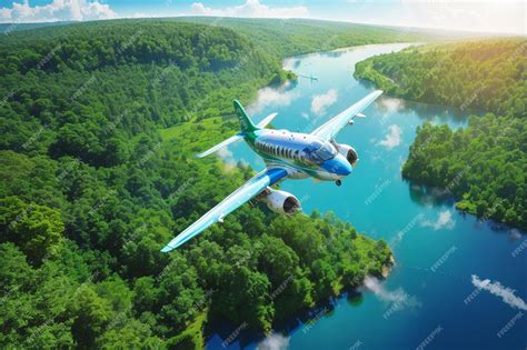 Premium Photo | The Plane Flies In The Sky Against The Background of