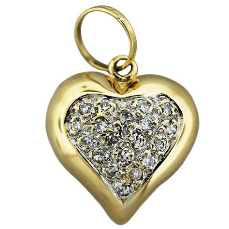 14kt Yellow Gold Diamond Cushion Heart Pendant Boca Raton