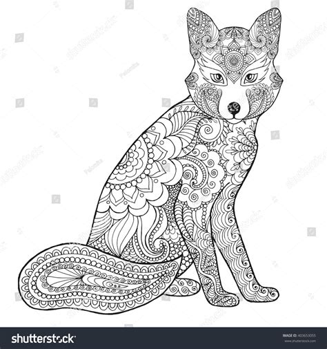 Fox Black White Hand Drawn Doodle Stock Vector 403653055