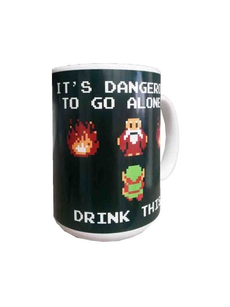Legend Of Zelda Nintendo Coffee Mug 15 Oz Its Dangerous To Go Alone