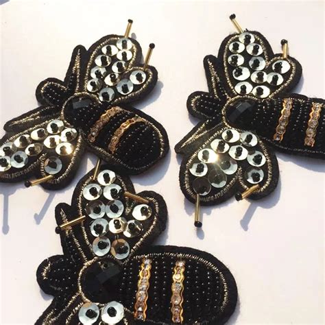 Handmade Rhineston Beaded Patches Bee Sew On Crystal Patch For Clothing