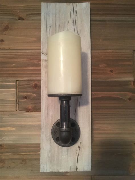 Set Of 2 Reclaimed Rustic Wood Wide Candle Wall Sconces Etsy