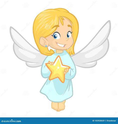 Illustration Featuring A Little Girl Dressed As An Angel Vector
