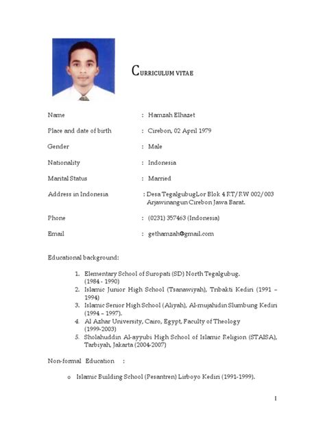 Ariep jaenul page 1curriculum vitaeariep jaenulpersonal detailname : Contoh Curriculum Vitae | Quran | Behavior Modification ...