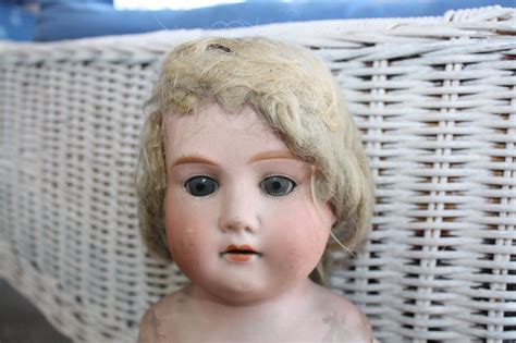 Antique German Bisque Doll Jointed Kid Leather Body 21 Lissy 40