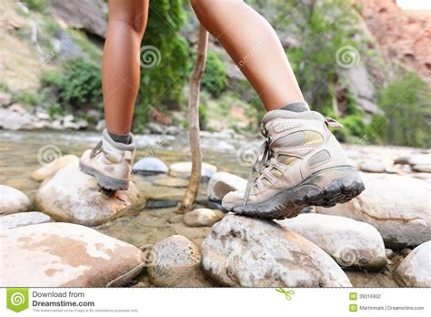 Hiking Shoes On Hiker Outdoors Walking Stock Photo Image Of Climbing