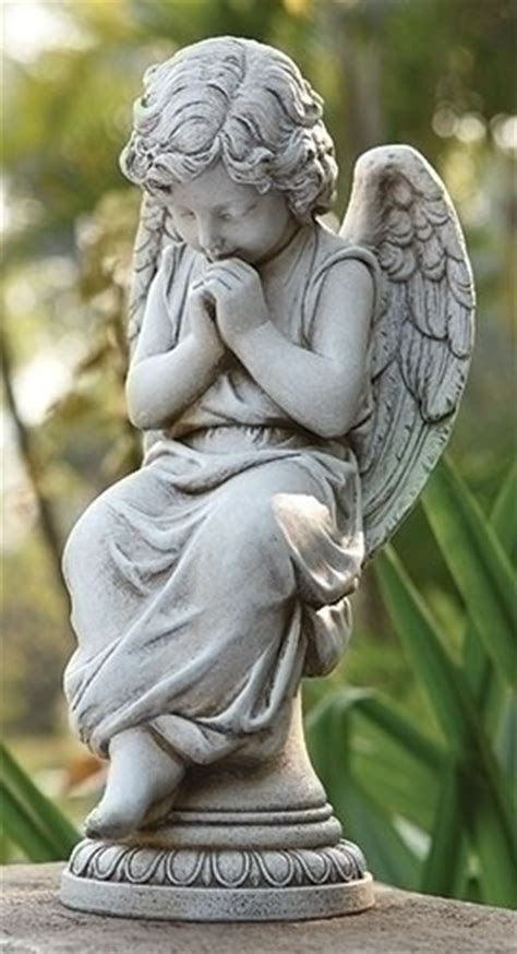 Angel On Pedestal Garden Statue 17h