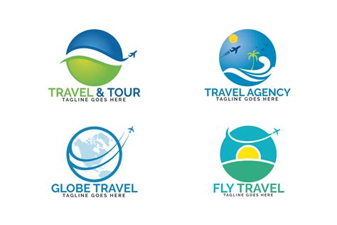 Travel logos set design. Ticket agency and tourism sign. (176319) | Logos | Design Bundles