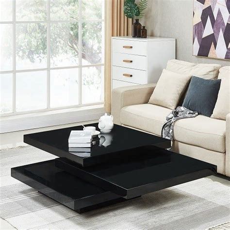 Triplo Gloss Square Rotating Coffee Table In Black Fif Coffee Table