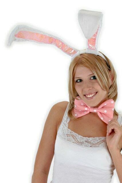 White Bunny Rabbit Ears Tail Kit Costume Accessory Elh2251 For Sale