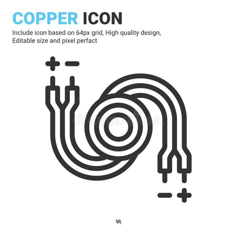 Copper Icon Vector With Outline Style Isolated On White Background