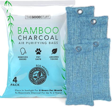 Bamboo Charcoal Air Purifying Bag 4 Pack Odor Eliminator