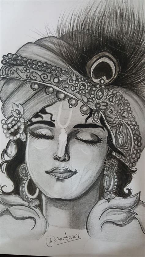 Pencil Drawing Of Lord Krishna