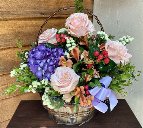 Spring Flower Basket In Cary Il Wildrose Floral Design