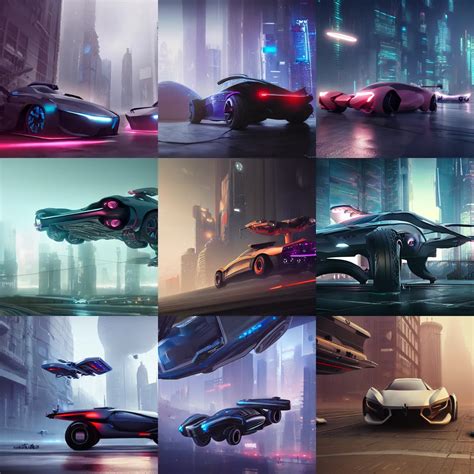 Cyberpunk Futuristic Flying Cars Foggy Detailed Stable Diffusion