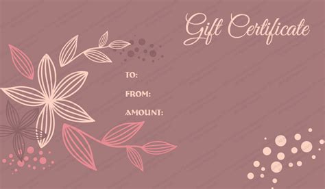 The spa gift certificates that are offered here are fully customizable! Flora Gift Certificate Template - for Word
