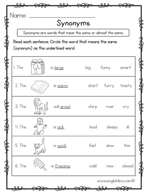 You will find five great units of second grade english vocabulary words below. Similar Meanings Synonyms Worksheets | Synonym worksheet ...