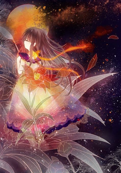 Beautiful Anime Girl With Flower Pretty Anime Style Pics