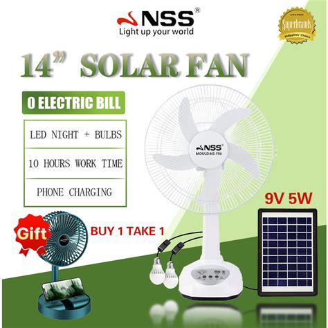 Nss 14 Solar Fan Solar Electric Fan With Led Emergency Light