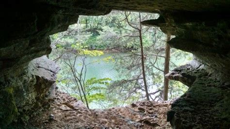 Cave Entrance Looking Down On Buffalo River In Tennessee Kayak Trip