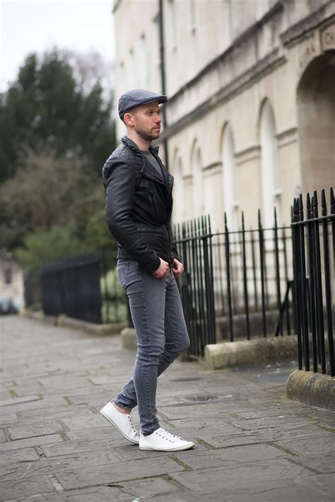 Allsaints Cargo Biker Leather Jacket And Flat Cap Outfit Your Average Guy