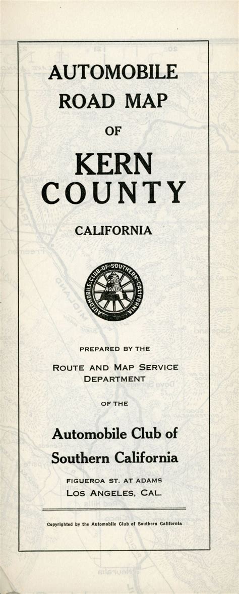 Automobile Road Map Of Kern County California Copyrighted By The