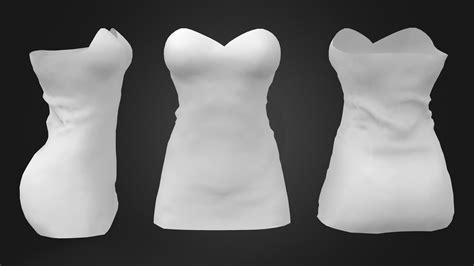 3d Model Strapless Mini Dress Vr Ar Low Poly Cgtrader