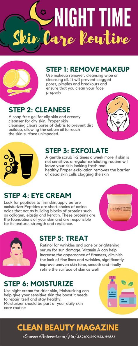 Night Time Skincare Routine Infographics Ultimate Guide Night Time Skin Care Routine Skin