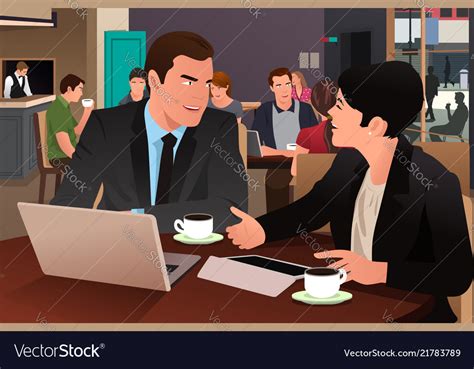 Business People Eating Together In The Cafeteria Vector Image