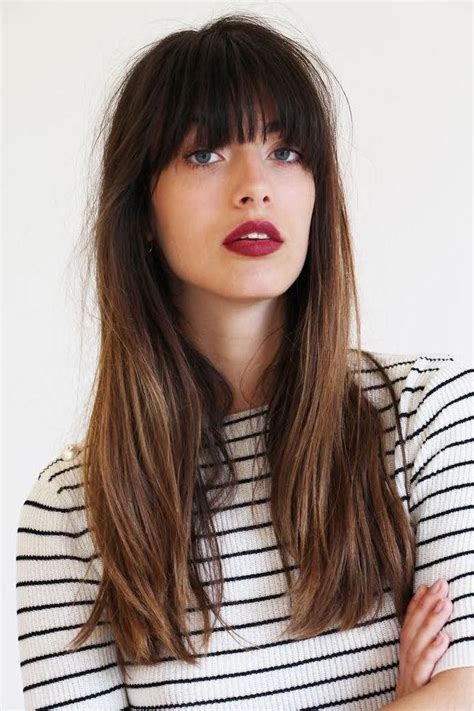 Blonde color long straight side fringe human hair blend. 20 Inspirations of Bangs Long Hairstyles