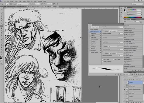 The great advantage of drawing with indian ink is that it is waterproof when dry. Digital Inking