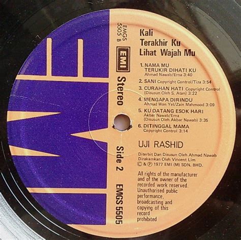 All songs copyrighted by the respective recording labels pustaka muzik emi dunia muzik wea sony music. PC kOKak™: Uji Rashid - Kali Terakhir Ku Lihat Wajahmu LP 1977