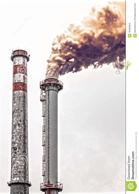 Two Smoking Chimneys Hdr Stock Photo Image Of Clear 48490854