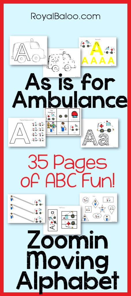 Aa Is For Ambulance Printables Part Of Zoomin Moving Alphabet Language