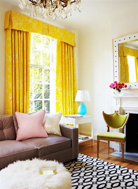 chic interior designs  yellow curtains