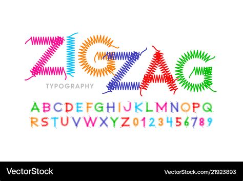 Zigzag Font Stitched With Thread Embroidery Font Vector Image