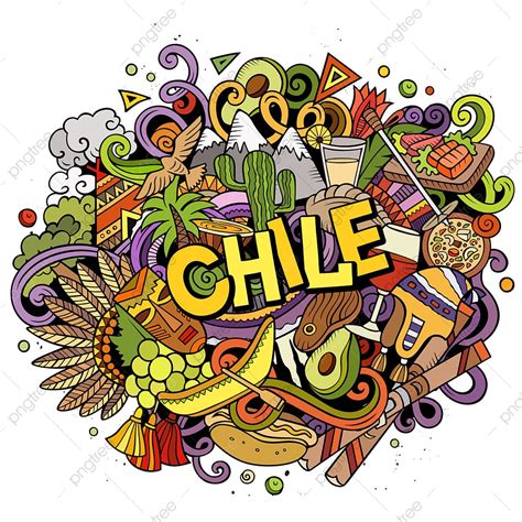 Ilustración De Garabatos De Dibujos Animados Dibujados A Mano De Chile