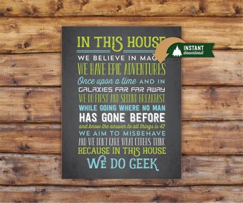 Alternate In This House We Do Geek In Cyan And Chartreuse Wall Art