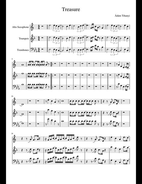 Bruno Mars Treasure Trumpet Alto Sax Trombone Parts Sheet Music For