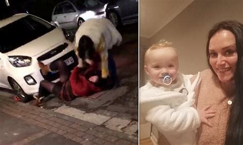 Shocking Moment Mother Is Dragged Into The Street Before Being Kicked